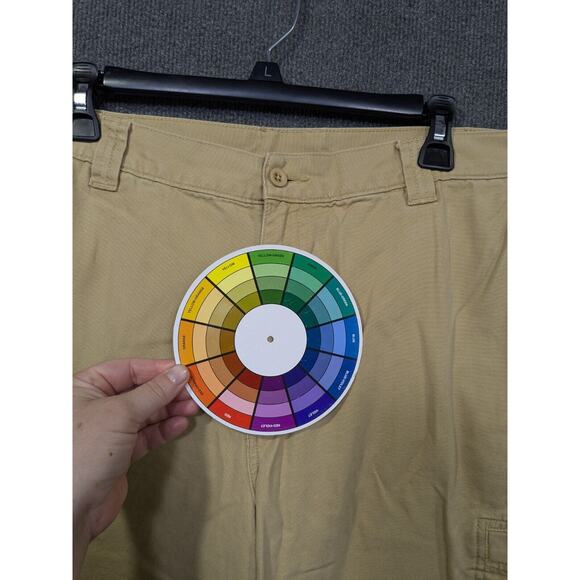 LL Bean Cargo Pants Mens 38x32 Khaki Tan Cotton Canvas Standard Fit - Picture 3 of 10